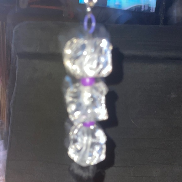 Elegant  Handmade Black and Clear Beaded  Ice cube Keychain - Picture 2 of 4